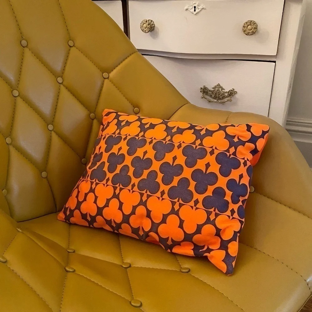 Vintage 1960s Spade Print Fabric Pillow Cover